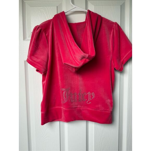 Juicy Couture Medium Pink Valor Short Sleeve Zip Up NEW Sparkle Sellout - Picture 4 of 5